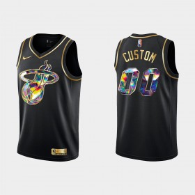 Maillot NBA Miami Heat Personnalisable Nike 2021-22 Noir Golden Edition 75th Anniversary Diamond Swingman - Homme